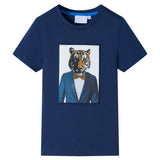 VidaXL Chemise enfant à manches courtes 104 bleu foncé