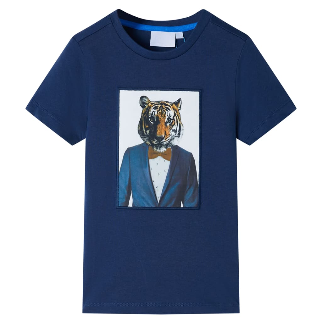 VidaXL Chemise enfant à manches courtes 116 bleu foncé