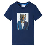 VidaXL Chemise enfant à manches courtes 128 bleu foncé