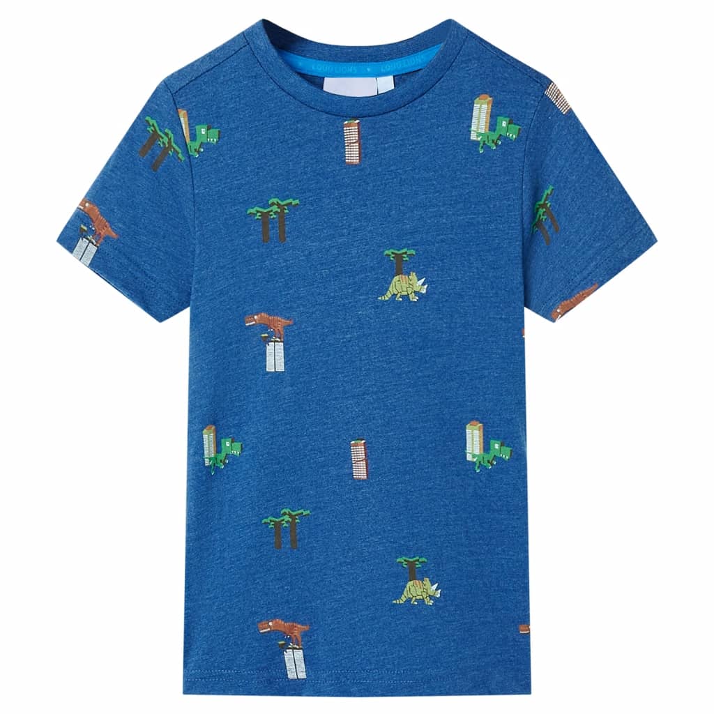 VidaXL Chemise enfant 128 bleu foncé mélangé