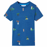 VidaXL Chemise enfant 128 bleu foncé mélangé