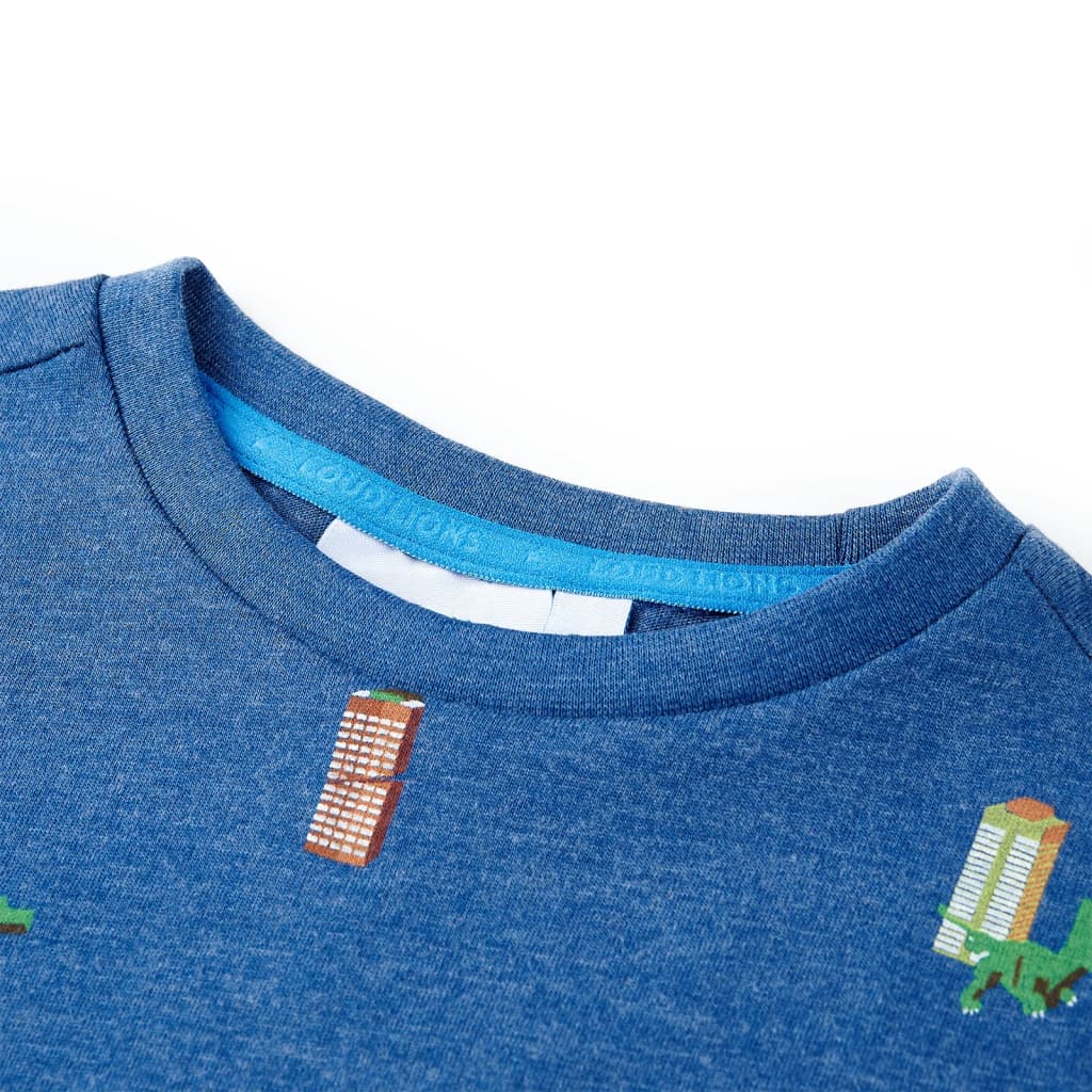 VidaXL Chemise enfant 140 bleu foncé mélangé