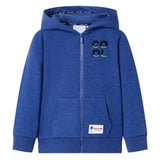 VidaXL Cardigan enfant avec capuche et fermeture éclair 104 bleu foncé mélangé