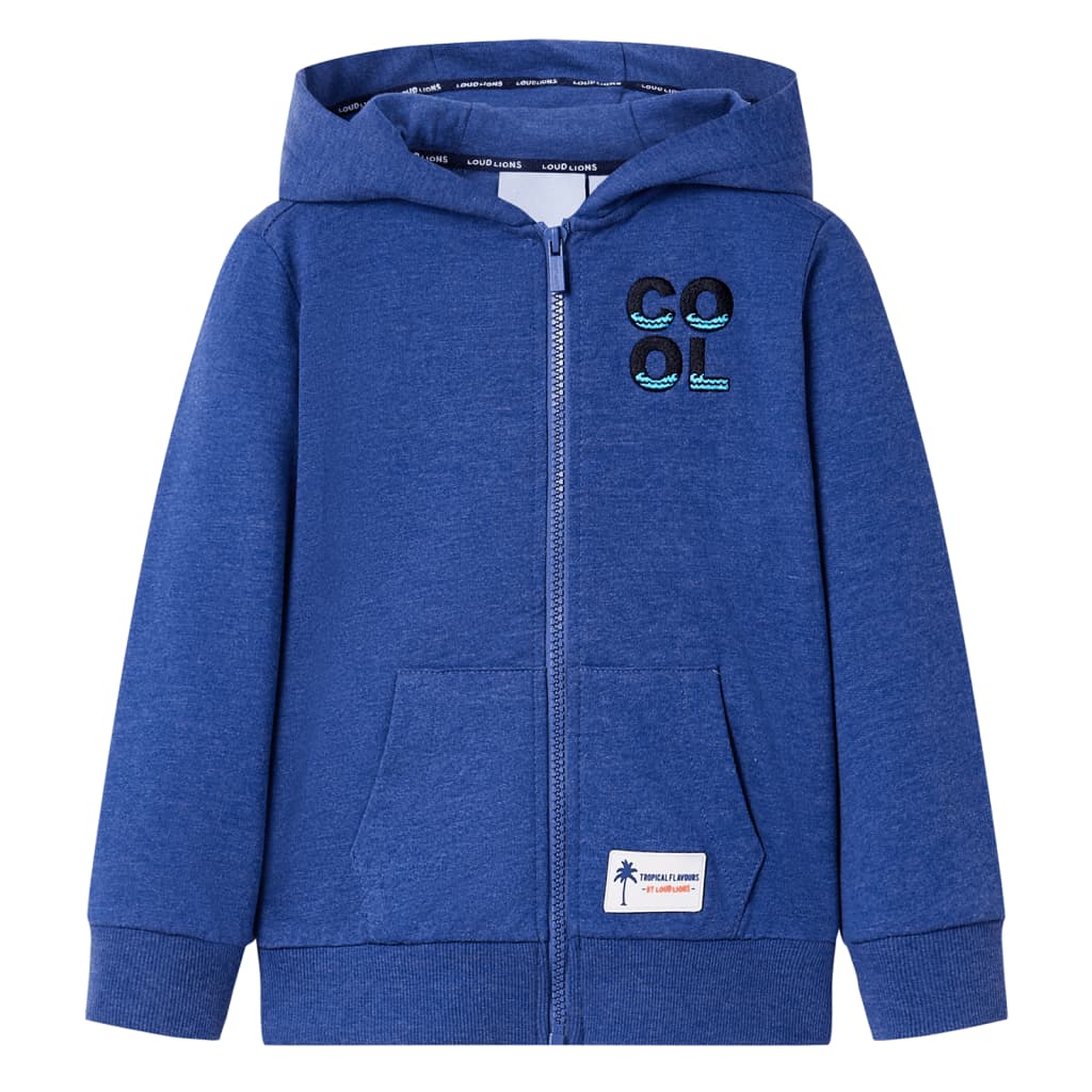 VidaXL Cardigan enfant avec capuche et fermeture éclair 116 bleu foncé mélangé