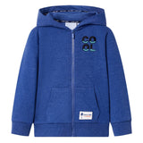 VidaXL Cardigan enfant avec capuche et fermeture éclair 140 bleu foncé mélangé