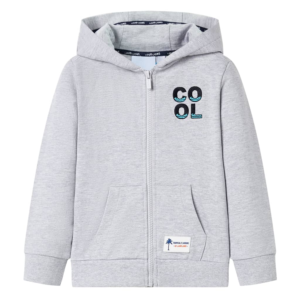 VidaXL Cardigan enfant avec capuche et fermeture éclair 116 gris