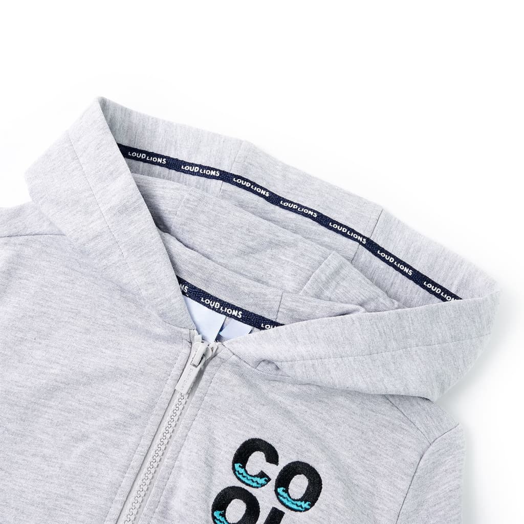 VidaXL Cardigan enfant avec capuche et fermeture éclair 116 gris