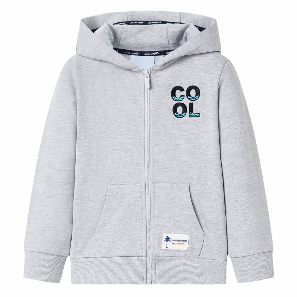 VidaXL Cardigan enfant avec capuche et fermeture éclair 128 gris