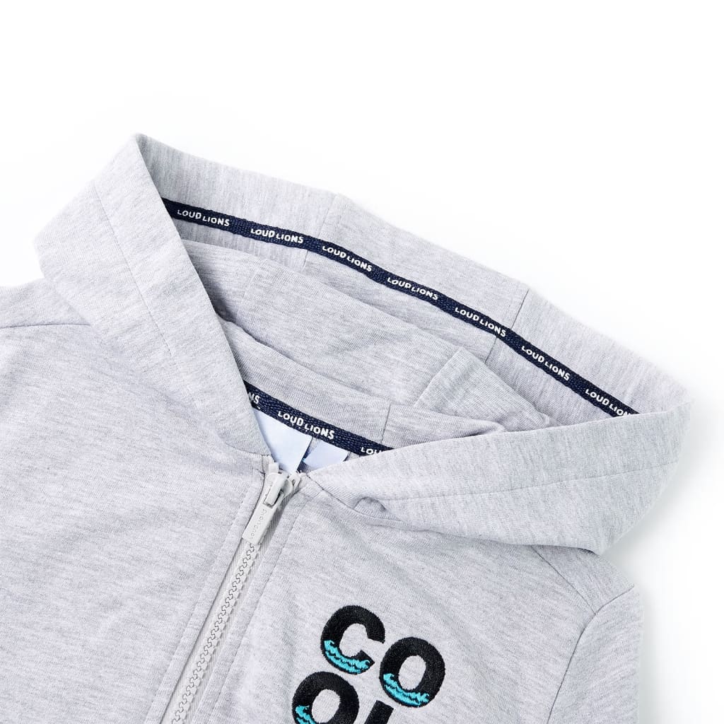 VidaXL Cardigan enfant avec capuche et fermeture éclair 128 gris