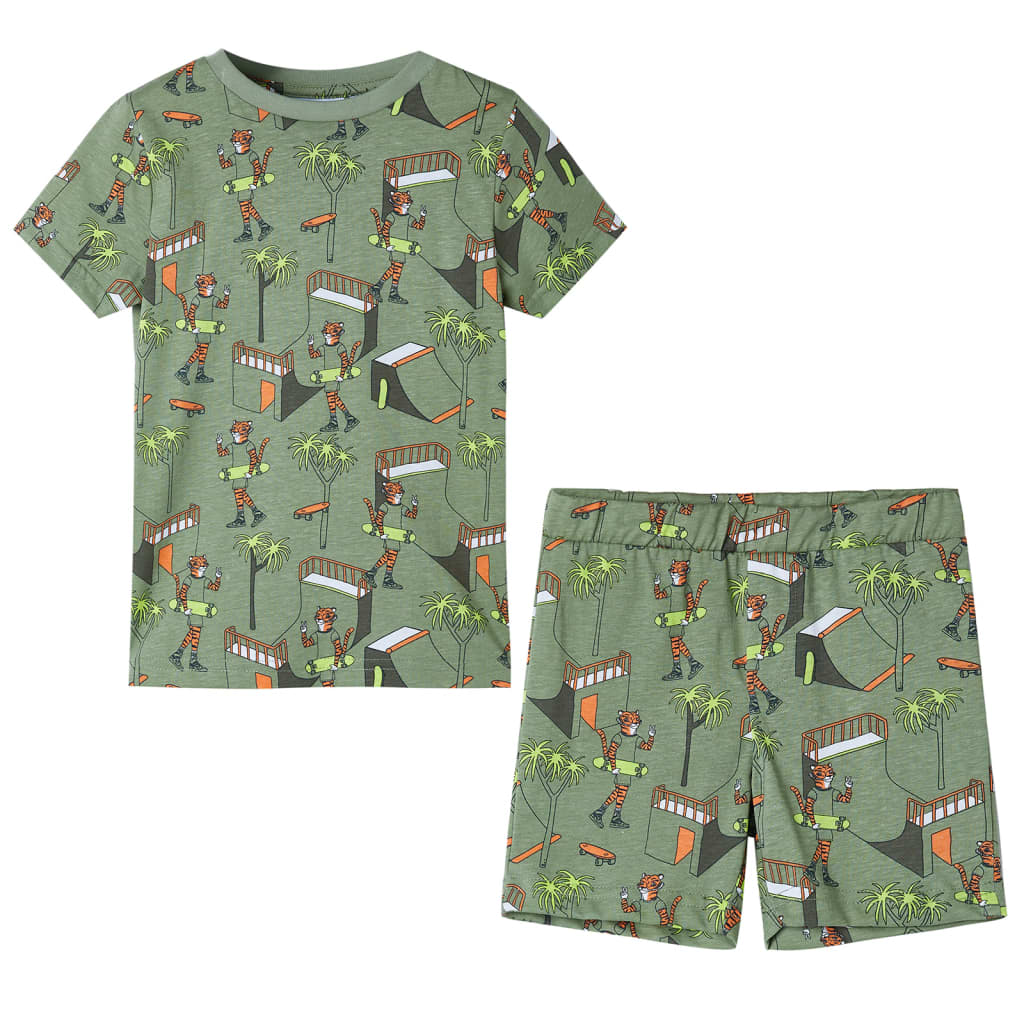 Vidaxl pyjama enfant manches courtes 92 kaki clair