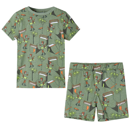 Vidaxl pyjama enfant manches courtes 128 kaki clair