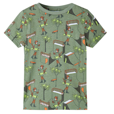Vidaxl pyjama enfant manches courtes 128 kaki clair