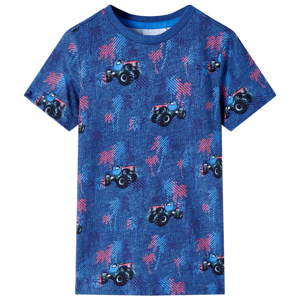 VidaXL Chemise enfant 128 bleu foncé mélangé