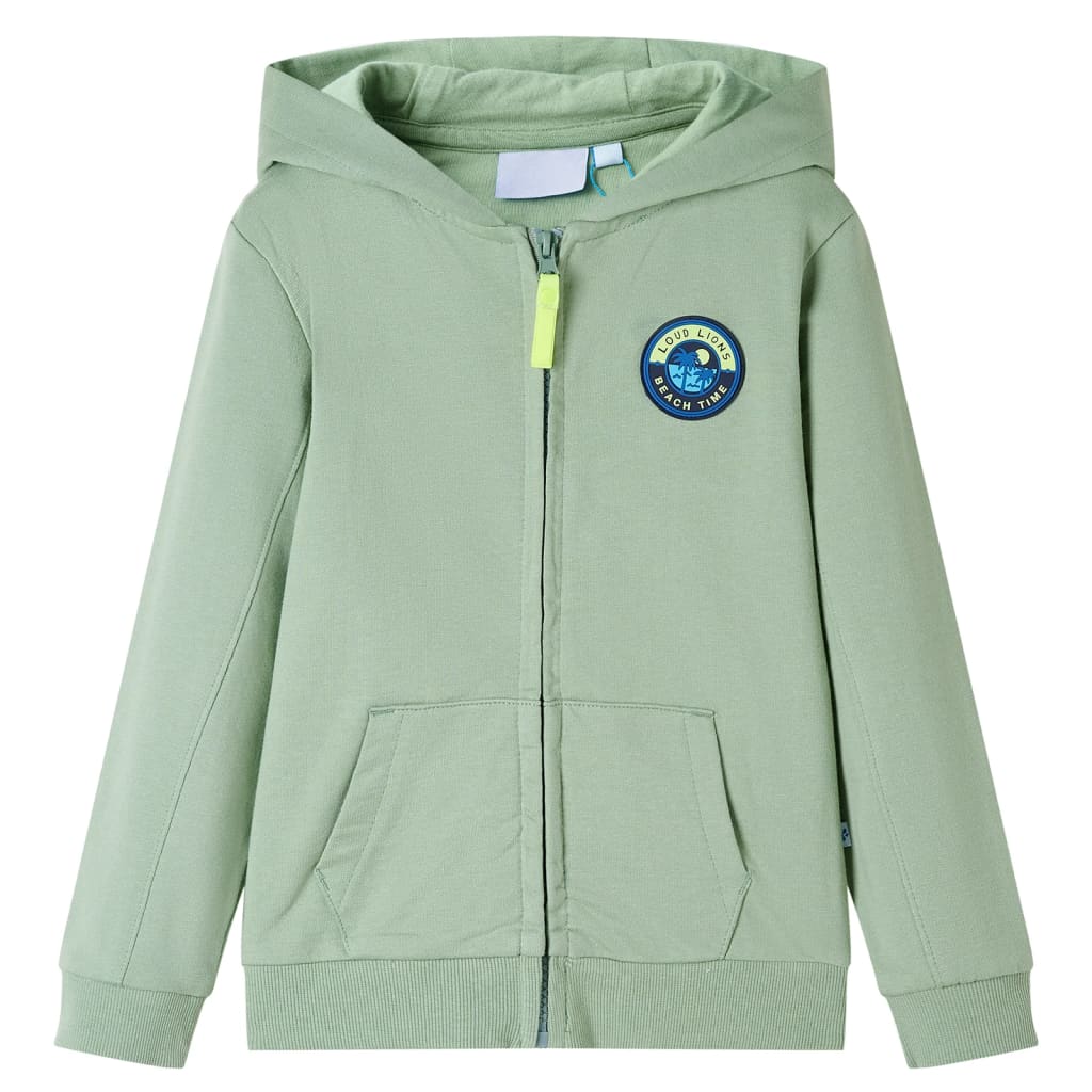VidaXL Cardigan enfant avec capuche et fermeture éclair 92 kaki clair