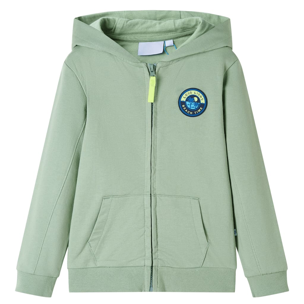VidaXL Cardigan enfant avec capuche et fermeture éclair 128 kaki clair
