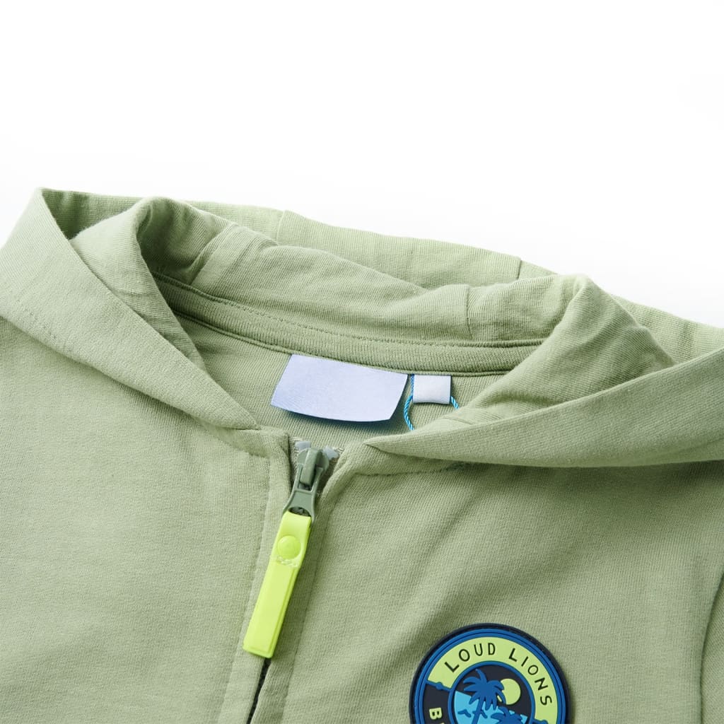 VidaXL Cardigan enfant avec capuche et fermeture éclair 128 kaki clair