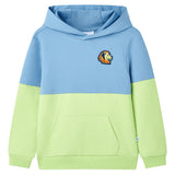 VidaXL Pull enfant à capuche 104 bleu et jaune doux