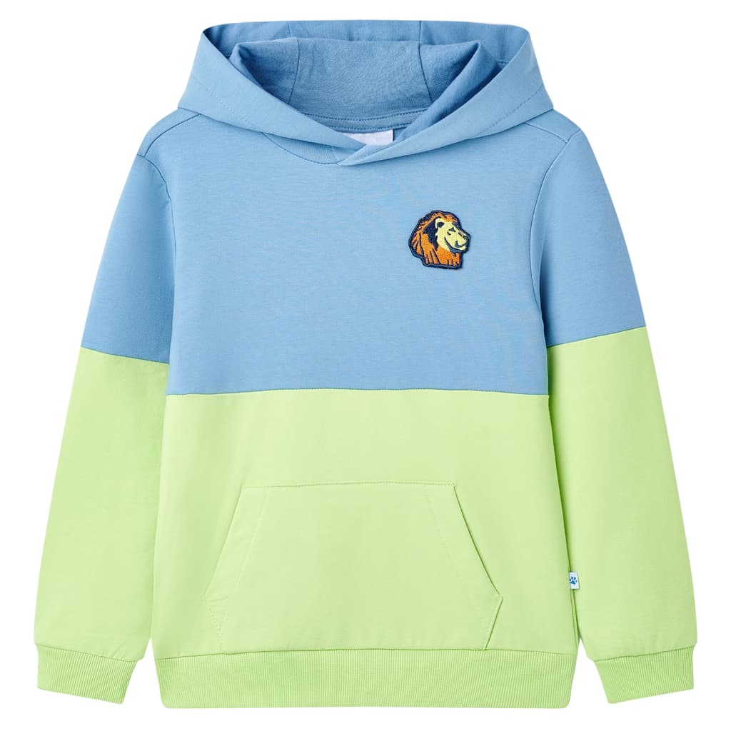 VidaXL Pull enfant à capuche 128 bleu et jaune doux