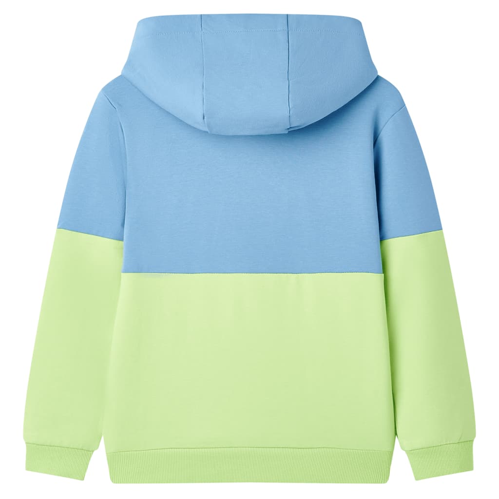 VidaXL Pull enfant à capuche 128 bleu et jaune doux