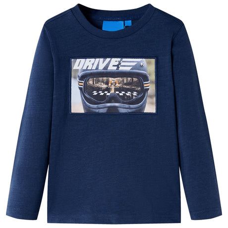 VidaXL Chemise enfant à manches longues 116 bleu marine mélangé