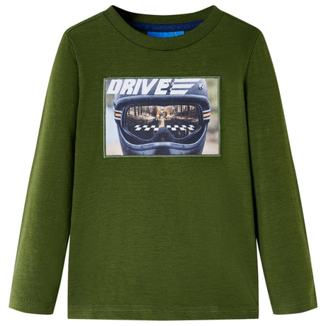 VidaXL Chemise enfant à manches longues 116 kaki foncé