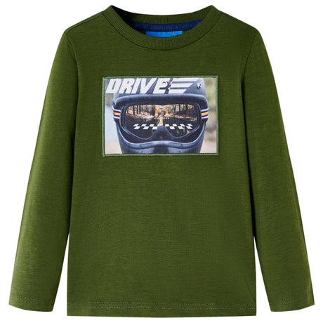 VidaXL Chemise enfant à manches longues 128 kaki foncé
