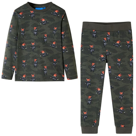 VidaXL Pyjama enfant à manches longues 128 kaki