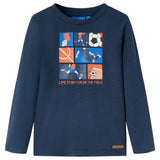 VidaXL Chemise enfant à manches longues 104 bleu marine mélangé