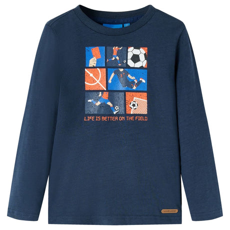 VidaXL Chemise enfant à manches longues 104 bleu marine mélangé