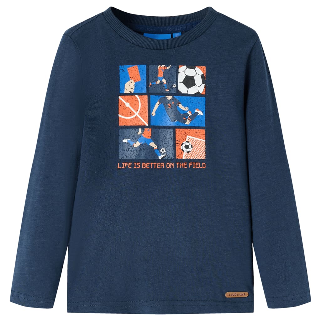 VidaXL Chemise enfant à manches longues 116 bleu marine mélangé