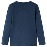 VidaXL Chemise enfant à manches longues 116 bleu marine mélangé