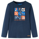VidaXL Chemise enfant à manches longues 128 bleu marine mélangé