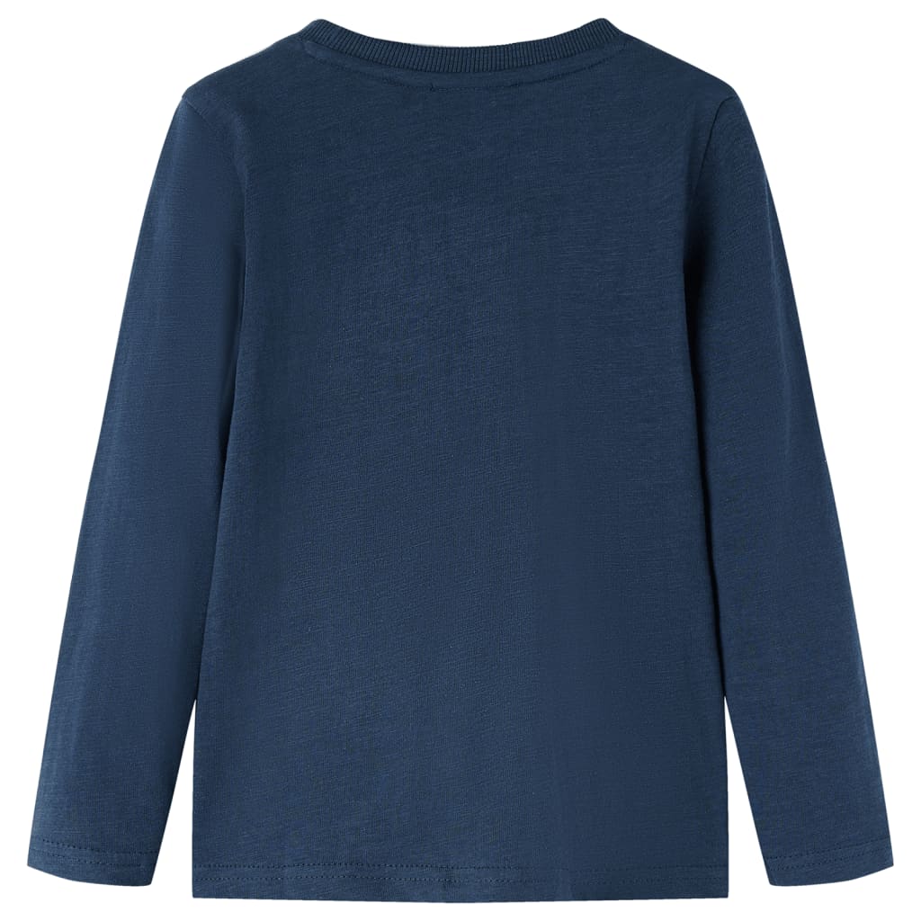 VidaXL Chemise enfant à manches longues 128 bleu marine mélangé