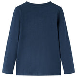 VidaXL Chemise enfant à manches longues 128 bleu marine mélangé