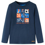 VidaXL Chemise enfant à manches longues 140 bleu marine mixte