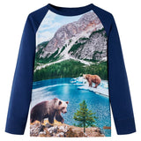 VidaXL Chemise enfant à manches longues 128 bleu marine