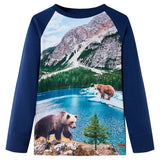 VidaXL Chemise enfant à manches longues 140 bleu marine