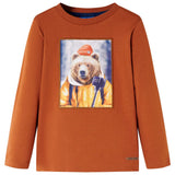 VidaXL Chemise enfant à manches longues 140 orange-marron