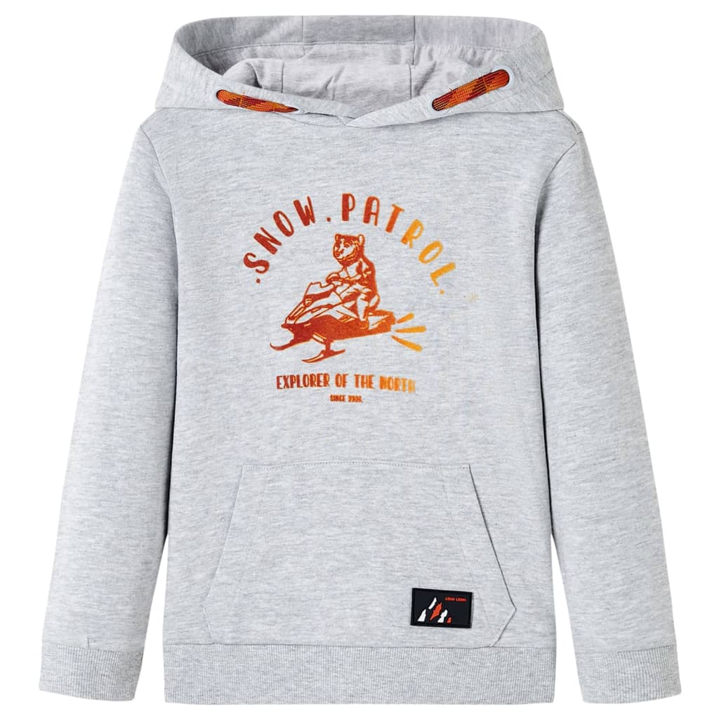 VidaXL Pull enfant à capuche 128 gris mélangé et orange