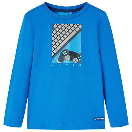 VidaXL Chemise enfant à manches longues 128 bleu cobalt