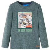 VidaXL Chemise enfant à manches longues 128 vert foncé mélangé