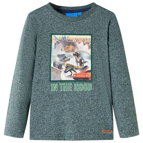 VidaXL Chemise enfant à manches longues 140 vert foncé mélangé