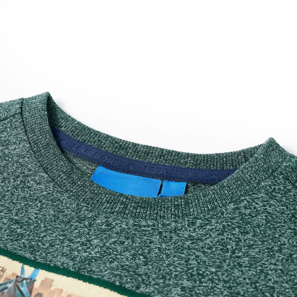 VidaXL Chemise enfant à manches longues 140 vert foncé mélangé