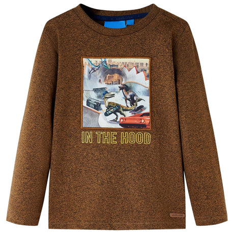 VidaXL Chemise enfant à manches longues 104 couleur cognac mixte