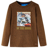 VidaXL Chemise enfant à manches longues 116 couleur cognac mixte