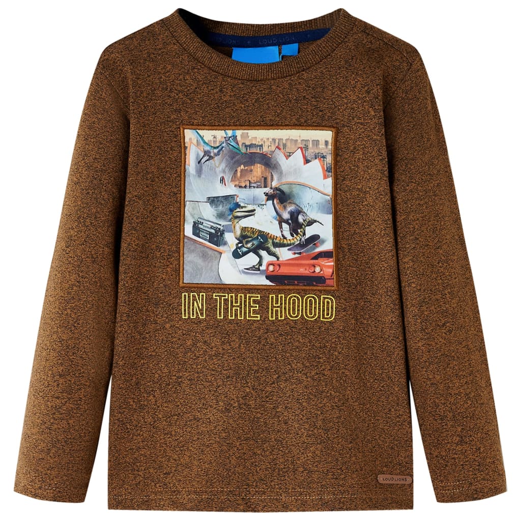VidaXL Chemise enfant à manches longues 128 couleur cognac mixte