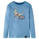 VidaXL Chemise enfant à manches longues 140 bleu moyen