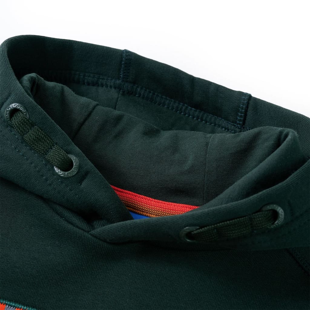 VidaXL Pull enfant à capuche 128 vert foncé