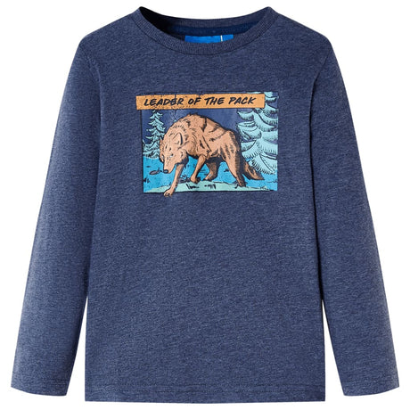 VidaXL Chemise enfant à manches longues 128 bleu foncé mélangé