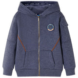 VidaXL Cardigan enfant avec capuche et fermeture éclair 92 bleu foncé mélangé